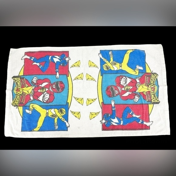 1993 Mighty Morphin Power Rangers Vintage Bath Towel Pool Beach Saban - Picture 9 of 9